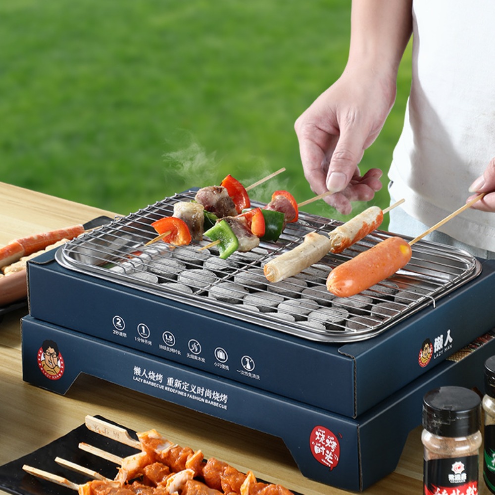 Raclette Grill Table - Grelha descartável, churrasqueira portátil a carvão,