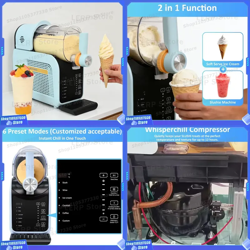 Ice Cream Maker Electric - Máquina de Slush Elétrica de 1,8L