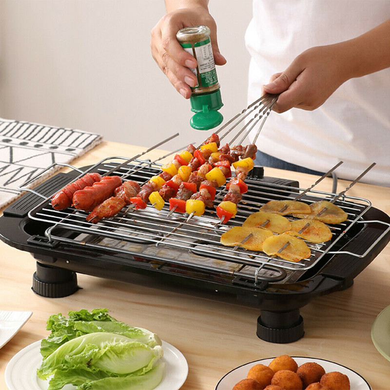 Electric Smoker Bbq - Grelha doméstica sem fumaça, 2000w, multifuncional,