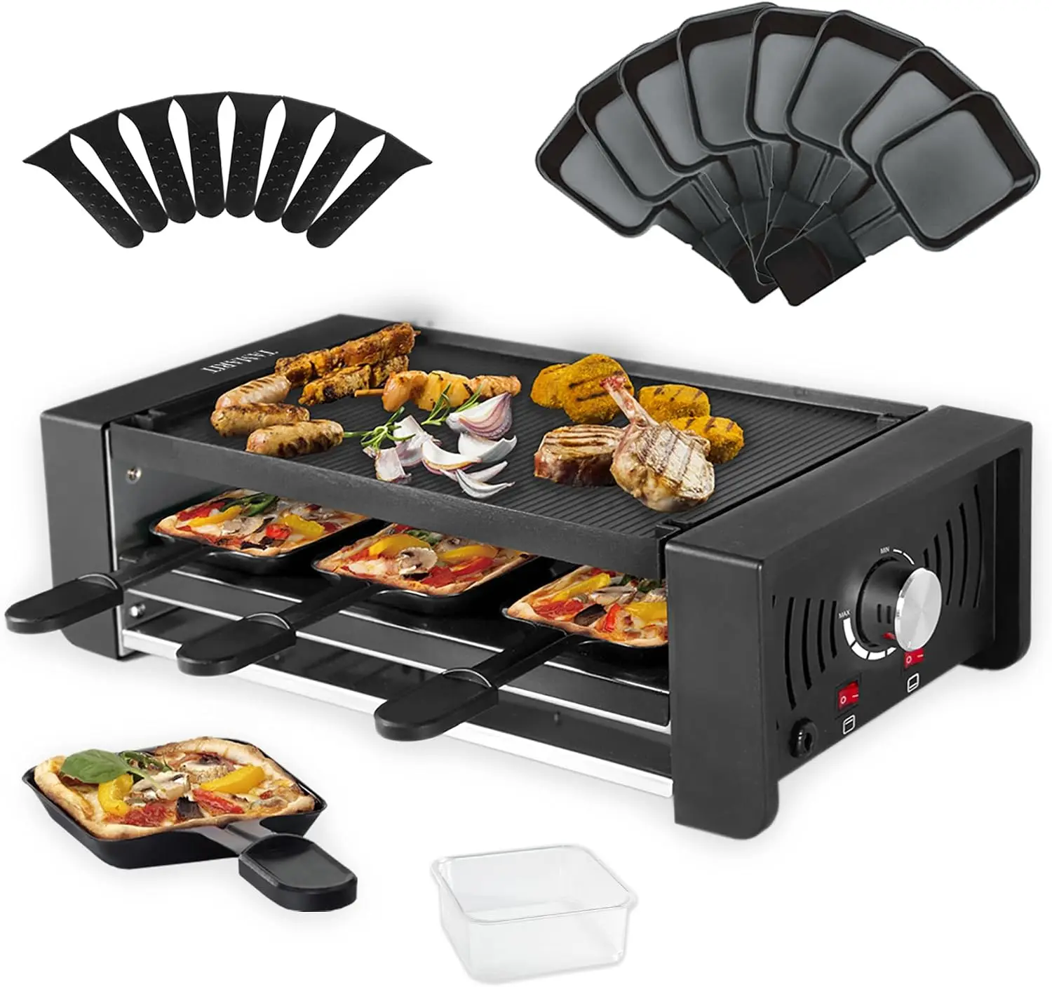 Raclette Grill Table - Churrasqueira Elétrica Portátil para Festa Raclette,