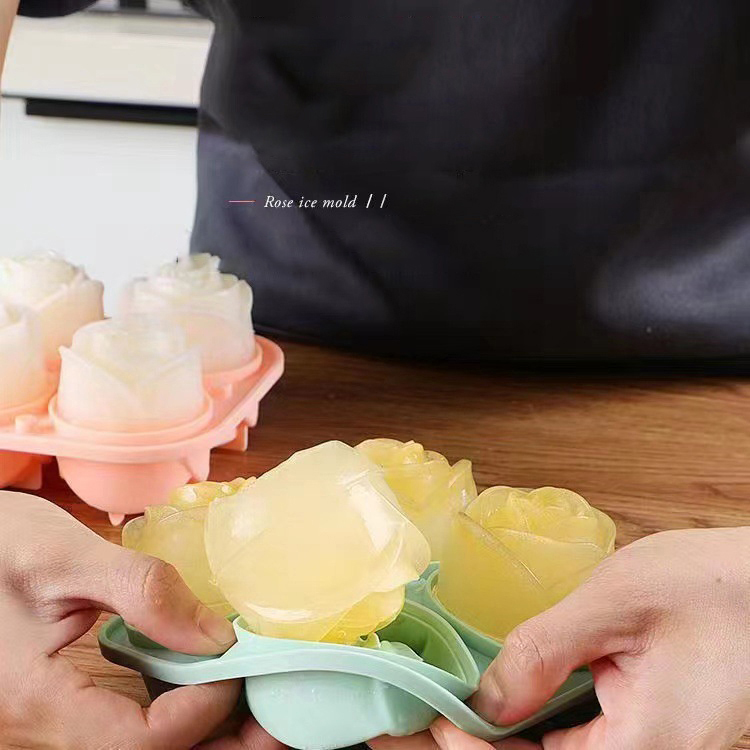 Moldes de gelo rosa 3d, 4 bura - Kitchen Appliances Packages avaliação e preço