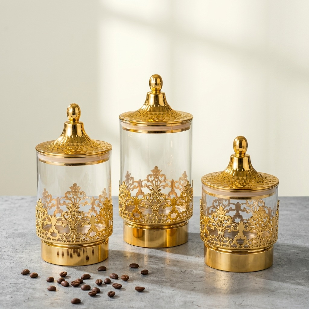 Latas Transparentes Douradas R - Kitchen Appliances Organizer avaliação e preço