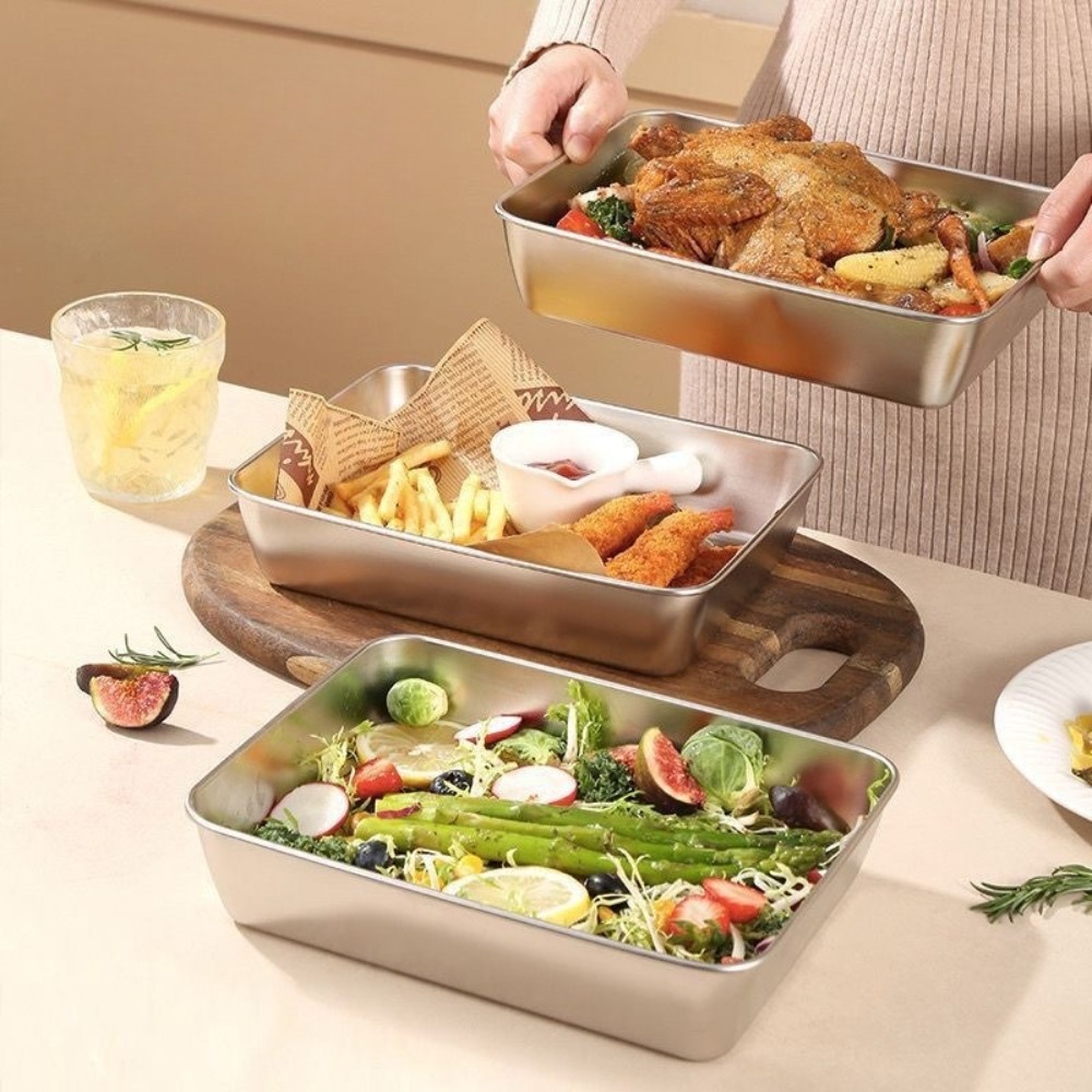 Bandeja de Servir em Aço Inoxi - Kitchen Appliances Organizer avaliação e preço